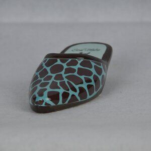 Brownlow Gifts 2010 Soul Mates Collectible Shoe Brown Turquoise Giraffe Print